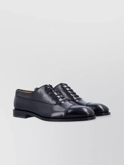 Ferragamo Brogue Almond Toe Leather Oxford Shoes
