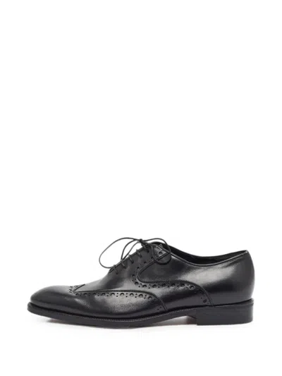 Pre-owned Ferragamo Brogue-detail Derby Shoes In Black