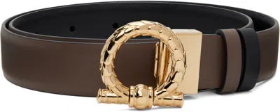 Ferragamo Brown & Black Gancini Reversible Belt