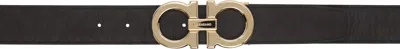 Ferragamo Brown & Black Reversible Adjustable Gancini Belt
