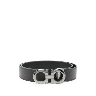 Ferragamo Brown Belts Men In Black