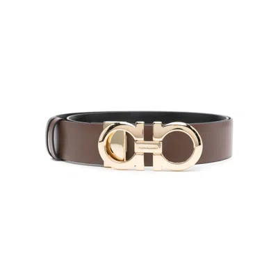 Ferragamo Gancini Reversible Belt In Green