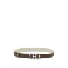 Ferragamo Reversible Adjustable Gancini Belt In Neutral