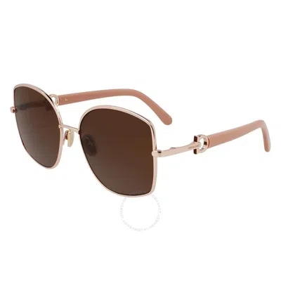 Ferragamo Brown Butterfly Ladies Sunglasses Sf304sn 772 58