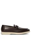 Ferragamo Brown Calf Leather Loafers In Black