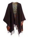 Ferragamo Women Brown Cape With Fringed Hem In Wool And Cashmere Woman In Brown