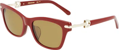 Ferragamo Brown Cat Eye Ladies Sunglasses Sf2019slb 601 54