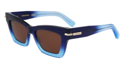 Ferragamo Brown Cat Eye Ladies Sunglasses Sf2031s 415 52 In Blue