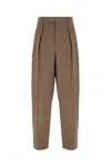 Ferragamo Brown Cotton Pants In Concrete Bianco Naturale