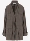 Ferragamo Brown Cotton Ruched Effect Jacket In Brown
