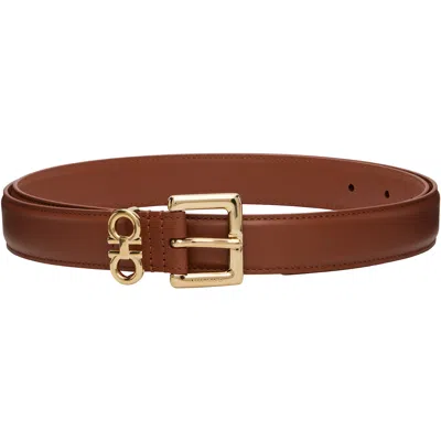 Ferragamo Brown Double Gancini Fixed Belt In 003 New Cognac