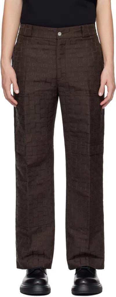Ferragamo Brown  Monogram Trousers In Expresso Black