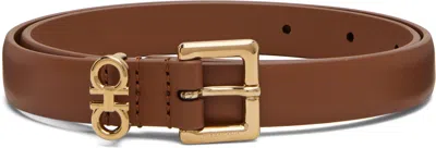 Ferragamo Brown Fixed Gancini Belt