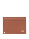 Ferragamo Brown Gancini-buckle Leather Card Holder In Brown