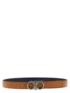 Ferragamo Brown Gancini Solid Reversible Belt In Brown