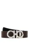 Ferragamo Reversible Leather Belt Adjustable Length Pattern In Brown