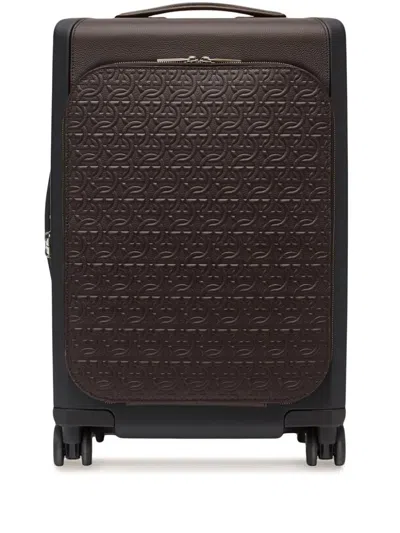 Ferragamo Brown Gancini Embossed Leather Suitcase