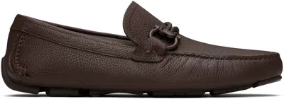 Ferragamo Brown Gancini Ornament Driver Loafers