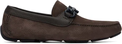 Ferragamo Brown Gancini Ornament Driver Loafers