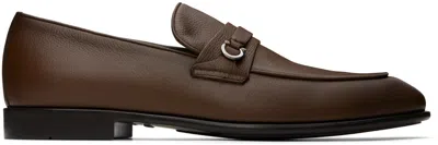 Ferragamo Brown Gancini Ornament Loafers In Coco Bron Nw Biscot