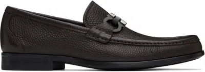 Ferragamo Brown Gancini Ornament Loafers In Hickory