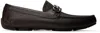 Ferragamo Black Gancini Ornament Driver Loafers In T.moro Light Grey