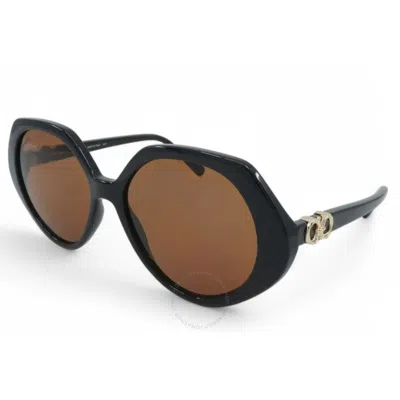 Ferragamo Brown Geometric Ladies Sunglasses Sf1084s 001 58