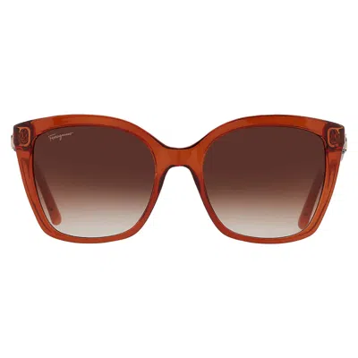 Ferragamo Brown Gradient Butterfly Ladies Sunglasses Sf1026s 261 54 In Red
