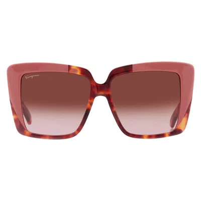 FERRAGAMO FERRAGAMO BROWN GRADIENT SQUARE LADIES SUNGLASSES SF1060S 641 55