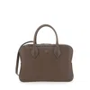Ferragamo Brown Handbag With Three Zips And Logo Printed On The Front In Brown