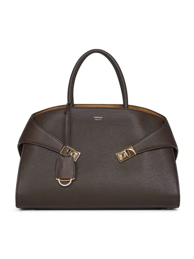 Ferragamo Brown Hug Bicolor Handbag (l)