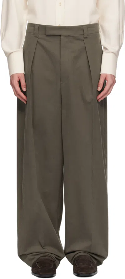 Ferragamo Brown Inverted Pleats Trousers In White