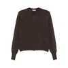 Ferragamo Chocolate Stretch Wool Blend Cardigan In Brown