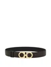 Ferragamo Adjustable Length Gold-tone Buckle Smooth Finish In Black