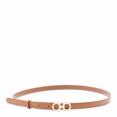 Ferragamo Logo-buckle Leather Belt In Neutral