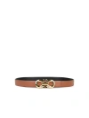 Ferragamo Leather Belt Adjustable Gold-tone Buckle In Brown