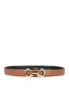 Ferragamo Leather Belt Adjustable Gold-tone Buckle In Marrón