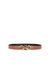 Ferragamo Leather Belt Adjustable Gold-tone Buckle In New Cognac || Nero