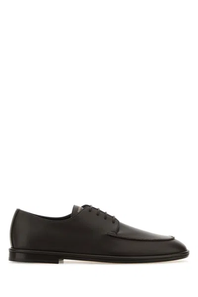 FERRAGAMO BROWN LEATHER BLADE 2 LACE-UP SHOES