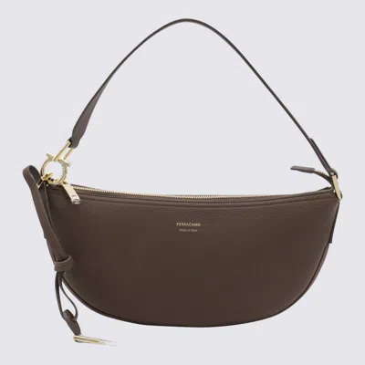 Ferragamo Brown Leather Crossbody Bag In Clay