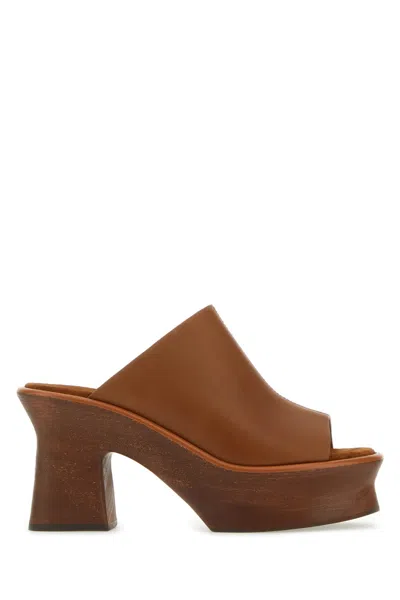 Ferragamo Brown Leather Gamanta Mules