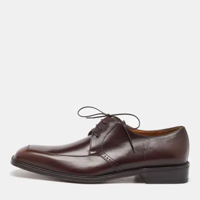 Pre-owned Ferragamo Brown Leather Lace Up Derby Size 41.5