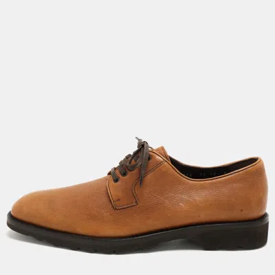 Pre-owned Ferragamo Brown Leather Lace Up Derby Size 44