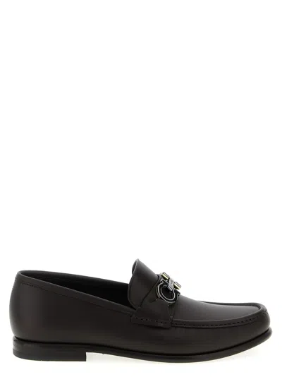 FERRAGAMO BROWN LEATHER LOAFERS