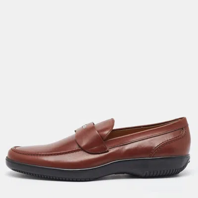 Pre-owned Ferragamo Brown Leather Penny Loafers Size 41.5