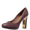 Ferragamo Brown Leather Platform Pumps In Brown