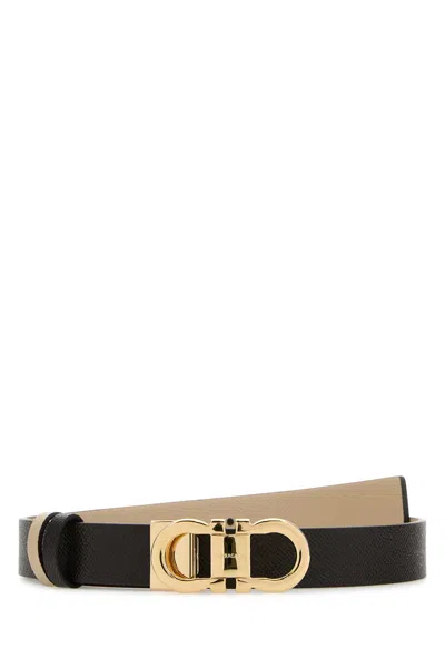 FERRAGAMO BROWN LEATHER REVERSIBLE BELT