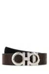 Ferragamo Reversible Leather Belt Adjustable Length Pattern In Black