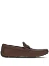 Ferragamo Brown Gancini Ornament Loafers In Brown