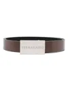 Ferragamo Men Squared Buckle Smooth Leather Reversible Belt In Brown